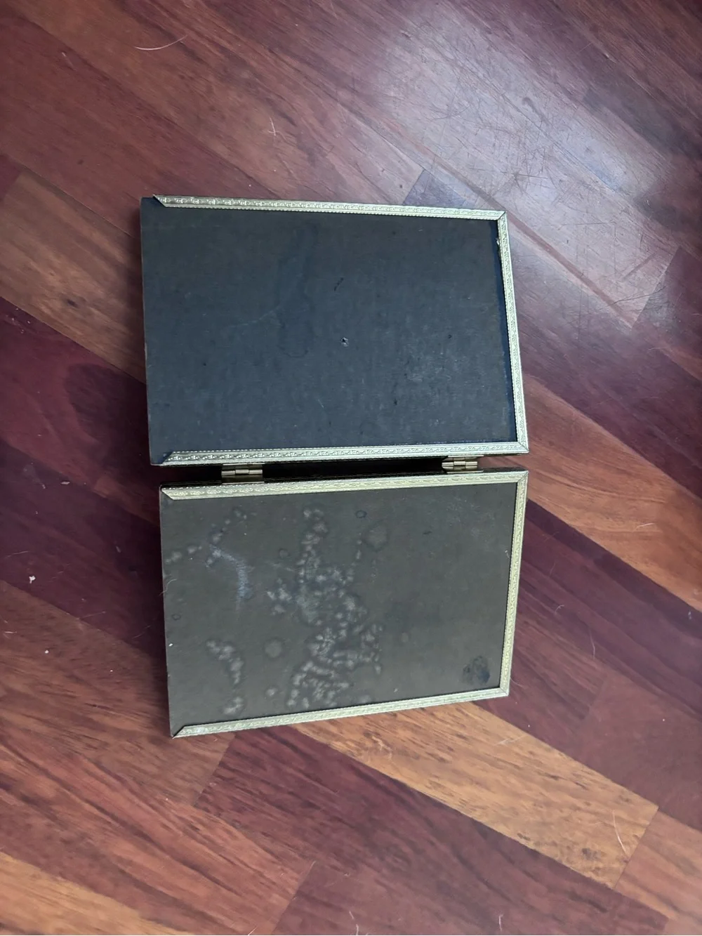Vintage metal picture frame hinged sets. 1 8x10 double frame and 1 5x7 double